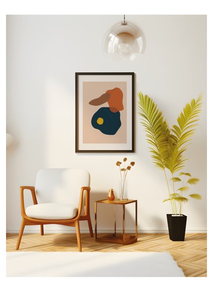 Doğal Ahşap Çerçeveli Tekli Minimalist Tablo - 6 Ebat, 5 Renk- Ön Korumalı, Posterli