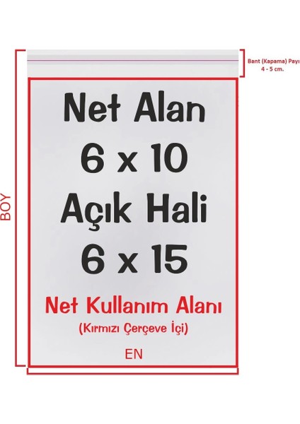 6X10+5 Cm. (6*15) 250 Adet - Şeffaf Bantlı Yapışkanlı Opp Jelatin Poşet