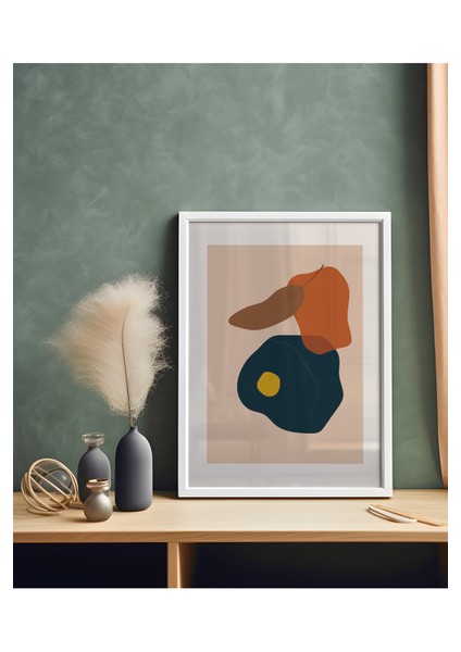 Doğal Ahşap Çerçeveli Tekli Minimalist Tablo - 6 Ebat, 5 Renk- Ön Korumalı, Posterli