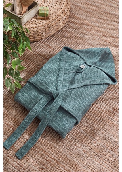 Tekno Trust Quina Yeşil Bej Kapüşonlu Oversize Bornoz Seti fırsatları