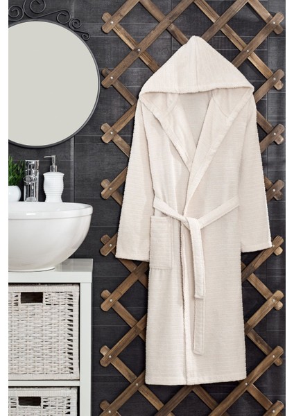 Tekno Trust Quina Yeşil Bej Kapüşonlu Oversize Bornoz Seti indirimleri