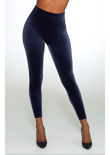 Kadife Yüksek Bel Toparlayıcı Lacivert Kadın Tayt ( Hafif, Rahat, Şık, Esnek, Lux, High Waist Velvet Legging)