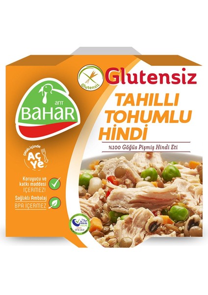 Glutensiz Tahıllı Tohumlu Hindi Konserve 185 gr x 3