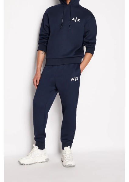 Erkek Kapüşonlu Sweatshirt-Lacivert