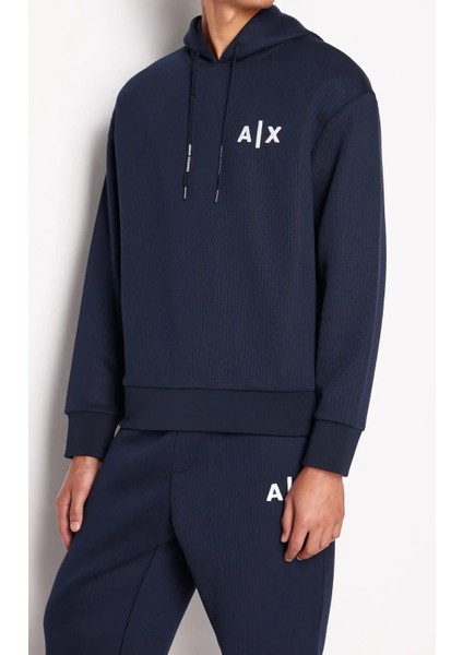Erkek Kapüşonlu Sweatshirt-Lacivert