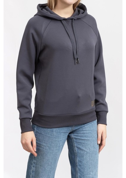 Kadın Felpa Kapüşonlu Sweatshirt-Antrasit fiyatları