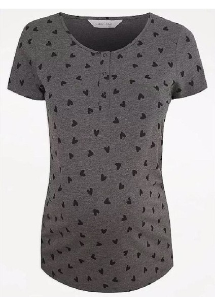 Hamile Kalp Desenli Esnek Kumaş Pijama Takım indirimleri