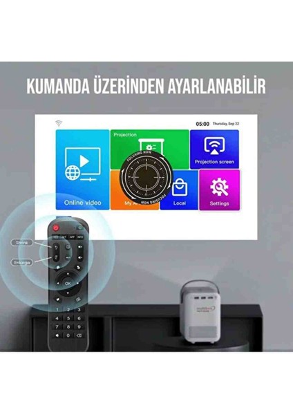 Taşınabilir Android projeksiyon Cihazı Multibox 4/64 GB Android , iOS uygulama ile ister telefon ister tablet cihazlarınıza kablosuz olarak bağlantı yapılabilir