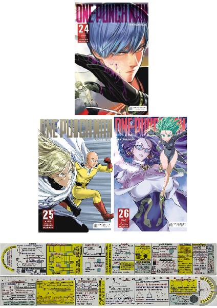 One-Punch Man 24 - 25 - 26. Cilt Manga Seti - Matematik Öğreten Cetvel