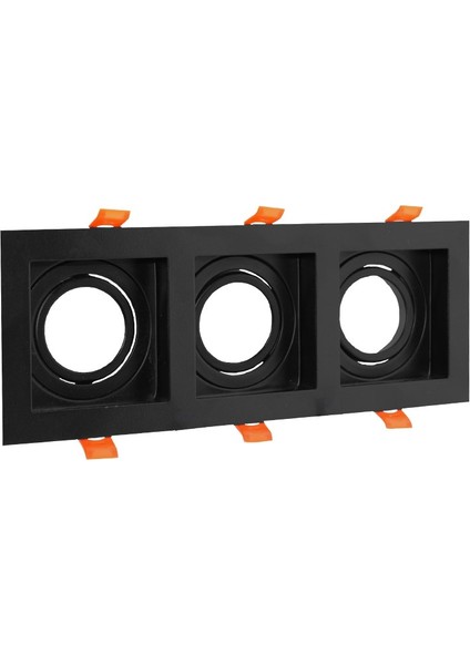 GU10 Dekoratif Üçlü Kare Metal Kasa Siyah