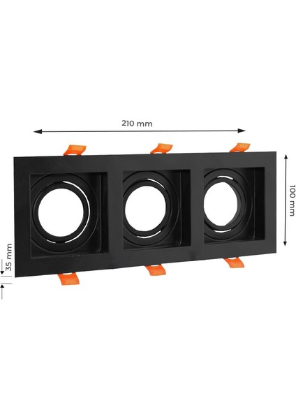 GU10 Dekoratif Üçlü Kare Metal Kasa Siyah fiyatları