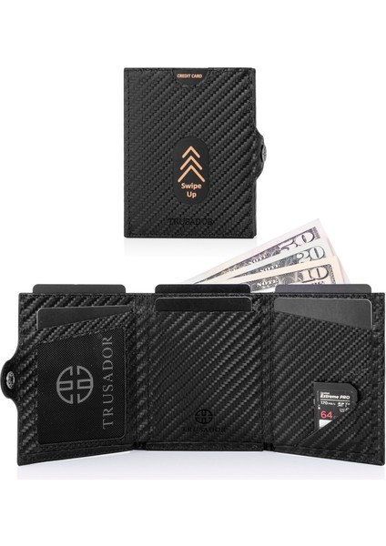 Valencia Carbon Bozuk Paralık Cepli Unisex Hakiki Deri Rfid Korumalı Erkek Kadın Mini Cüzdan Hediyelik Karbon
