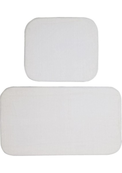 Banyo Takımı Küçük Boy 2'li, Polyester, Kaymaz Taban, Beyaz, 80x50 ve 50x40 ölçüler fiyatları