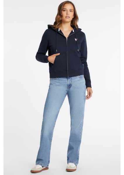 Kadın Fermuarlı Sweatshirt - Lacivert modelleri