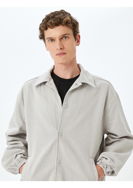 Gömlek Yaka Yıkamalı Çıtçıt Düğmeli Cep Detaylı Pamuklu Oversize Kot Ceket fiyatları