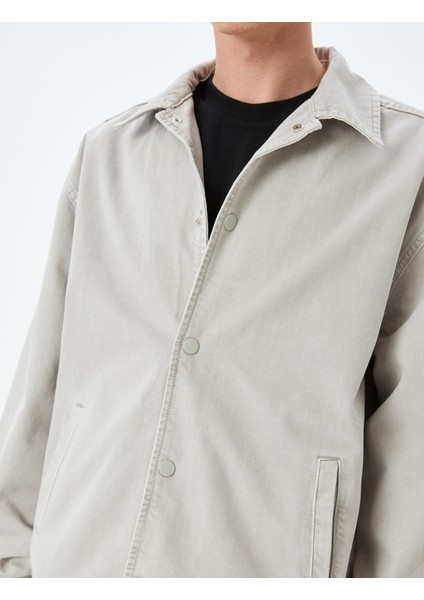 Gömlek Yaka Yıkamalı Çıtçıt Düğmeli Cep Detaylı Pamuklu Oversize Kot Ceket indirimleri