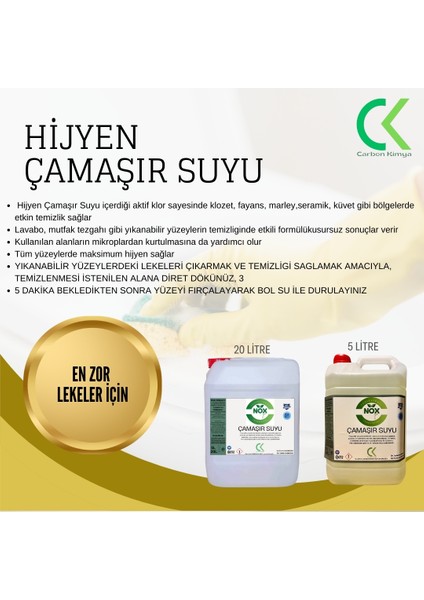 Elde Yıkama Bulaşık Deterjanı 5lt +Hijyen Çamaşır Suyu 5lt