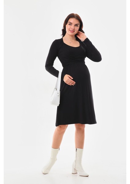 Hamile Emzire Özellikli Uzun Kol Elbise modelleri