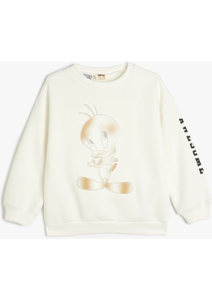 Tweety Sweatshirt Lisanslı Bisiklet Yaka Uzun Kollu