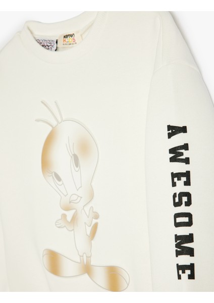 Tweety Sweatshirt Lisanslı Bisiklet Yaka Uzun Kollu fırsatları
