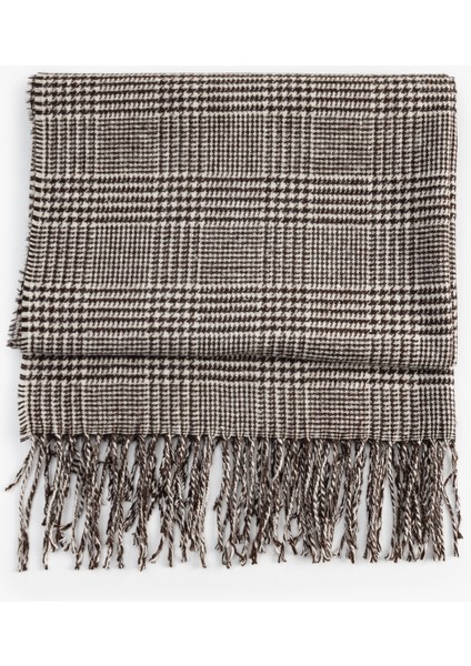 Ekoseli Püsküllü Uzun Atkı fiyatları