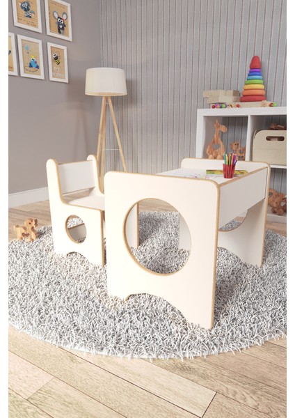 Montessori Çocuk Oyun & Aktivite & Çalışma Masa ve Sandalyesi