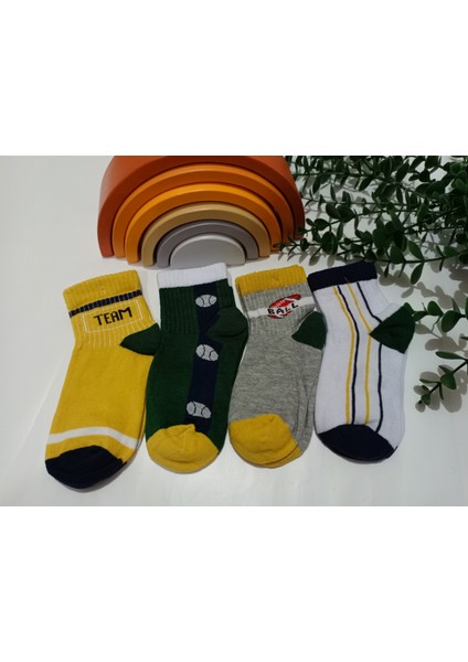 4'lü Suzy Desen Mevsimlik Erkek Çocuk Soket Çorap