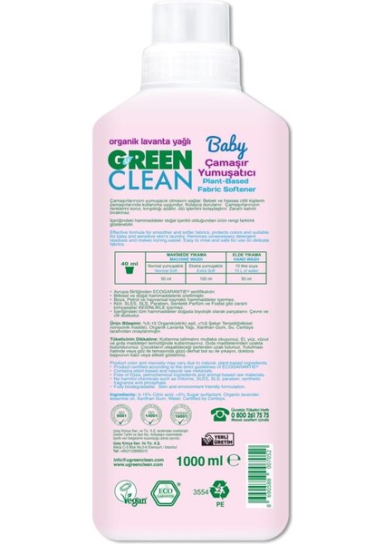 Nessiworld Green Clean Baby Bitkisel Çamaşır Yumuşatıcı 1000 ml fiyatları