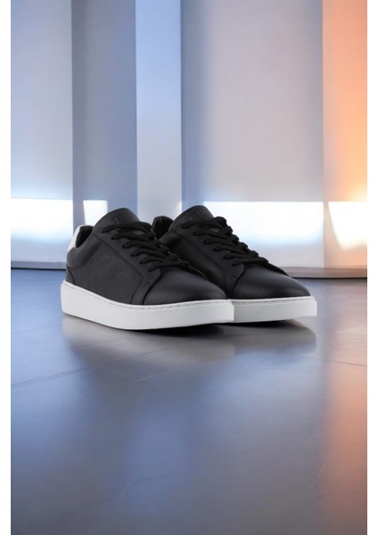 Hakiki Deri Siyah Sneaker Erkek Spor Ayakkabı 220-01