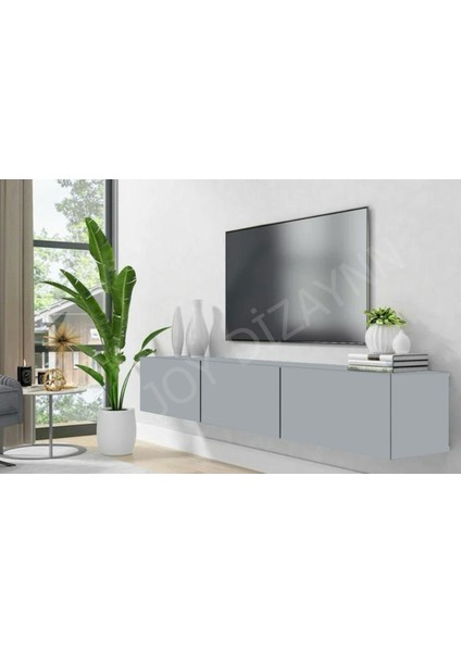 Beliz Tv Ünitesi Tv Sehpası Alt Modül Ofis Gri 200 cm Mdf fiyatları
