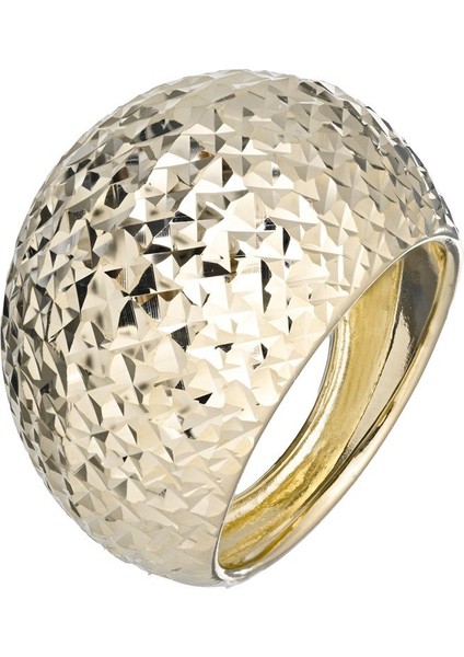 Geniş Bombeli Desenli Altın Yüzük