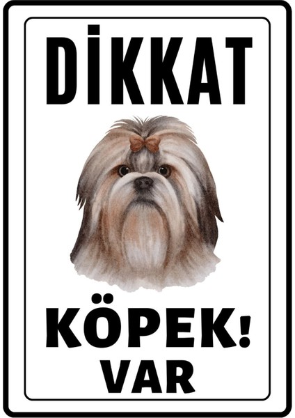 Dikkat Köpek Var Uyarı Ikaz Levhası Pvc Kaplama A4 Uzun Saçlı