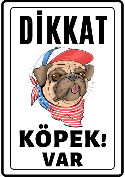 Dikkat Köpek Var Uyarı Ikaz Levhası Pvc Kaplama A4 Şapkalı