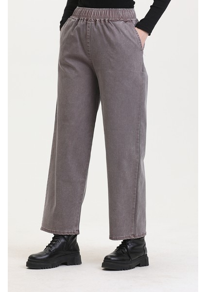 Beli Lastikli Kot Pantolon 9633-01 Gül Kurusu