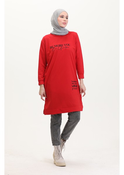 Baskılı Sweatshirt 0540-10 Kırmızı fiyatları