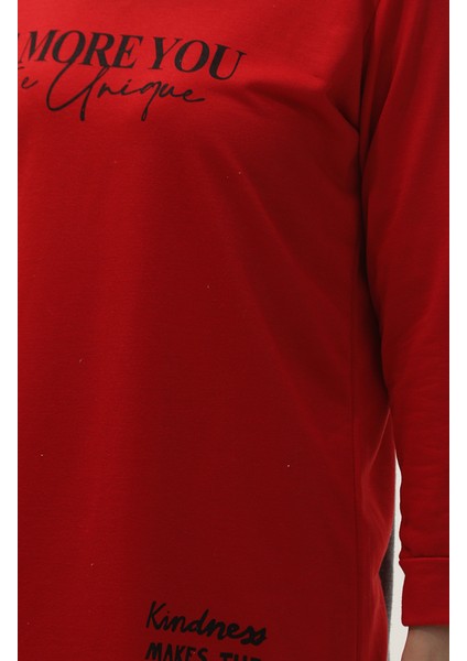 Baskılı Sweatshirt 0540-10 Kırmızı fırsatları