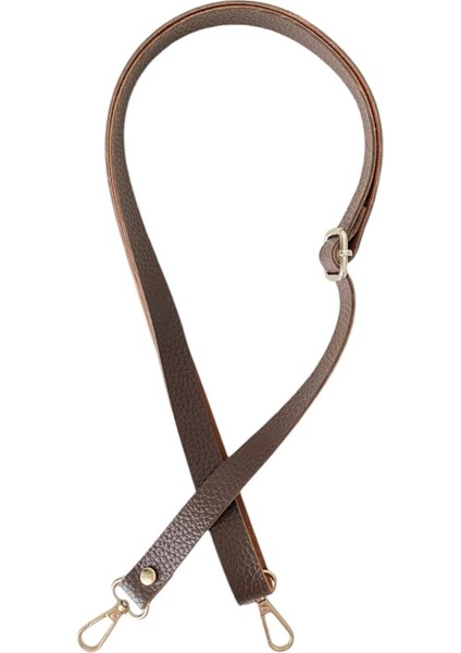 Sürgü Tokalı Ayarlanabilir Çanta Askısı 135 Cm* 2 cm Kahve Renk Gümüş Kancalı
