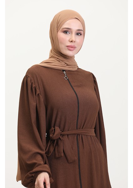 Balon Kollu Ferace 1026-05 Kahverengi modelleri