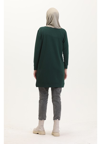 Baskılı Sweatshirt 0539-04 Zümrüt Yeşili indirimleri