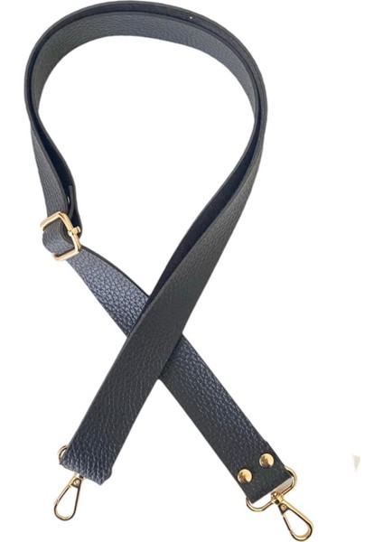 Sürgü Tokalı Ayarlanabilir Çanta Askısı 135 Cm* 3 Cm Siyah Renk Altın Kancalı