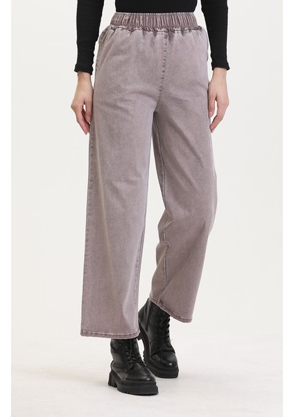 Beli Lastikli Kot Pantolon 9633-04 Açık Gül Kurusu