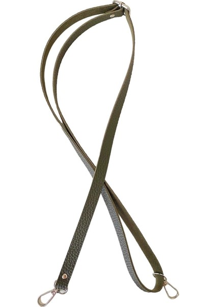 Sürgü Tokalı Ayarlanabilir Çanta Askısı 135 Cm* 1.5 cm Haki Renk Gümüş Kancalı