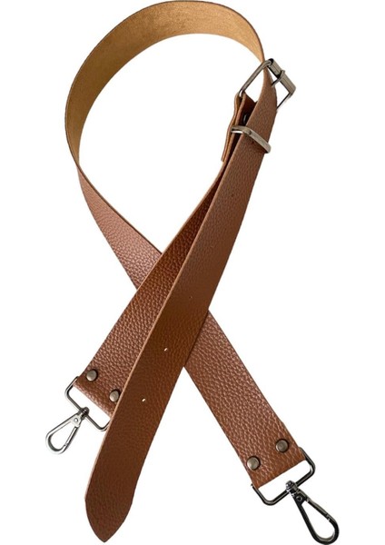 Kemer Tokalı Ayarlanabilir Çanta Askısı 130 Cm* 4 cm Taba Renk Krom Kancalı