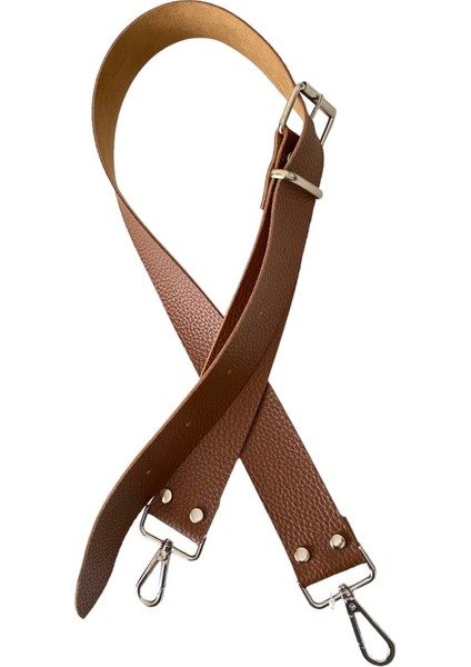 Kemer Tokalı Ayarlanabilir Çanta Askısı 130 Cm* 4 cm Taba Renk Gümüş Kancalı