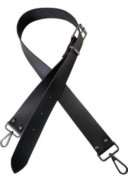 Kemer Tokalı Ayarlanabilir Çanta Askısı 130 Cm* 4 cm Siyah Renk Krom Kancalı