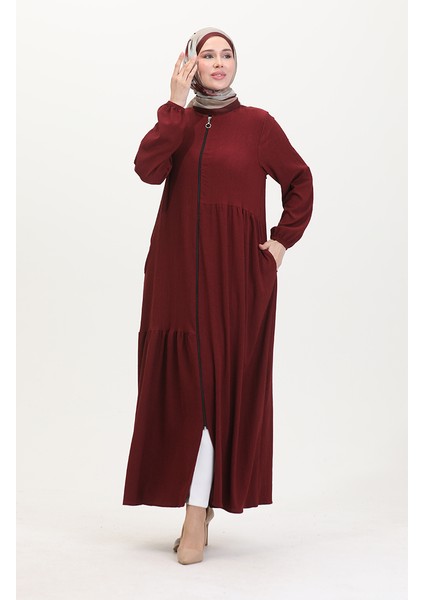 Büzgülü Ferace 1027-03 Bordo