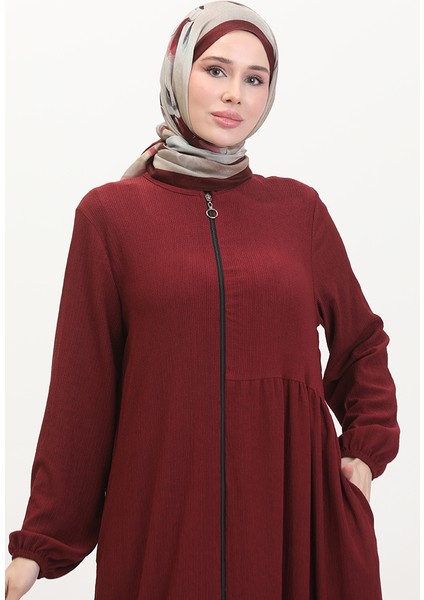 Büzgülü Ferace 1027-03 Bordo modelleri