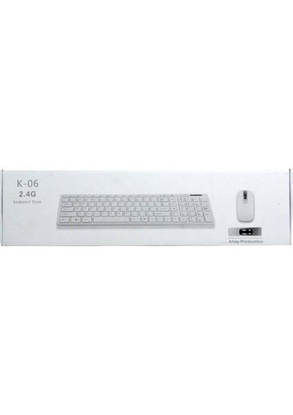 Platoon PL-374 K-06 Beyaz Dock Wıreless Kablosuz Klavye Mouse Set 411038