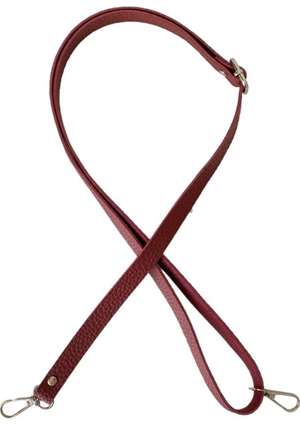 Sürgü Tokalı Ayarlanabilir Çanta Askısı 135 Cm* 1.5 cm Bordo Renk Gümüş Kancalı