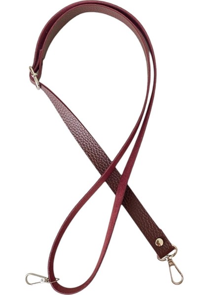 Sürgü Tokalı Ayarlanabilir Çanta Askısı 135 Cm* 2 cm Bordo Renk Gümüş Kancalı